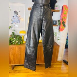 Genuine Black Leather Wide Leg Pants – Size 6 – Perfect Condition